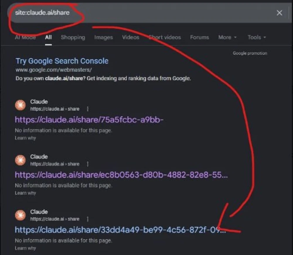Claude leaks shared chats; sensitive user data appears online