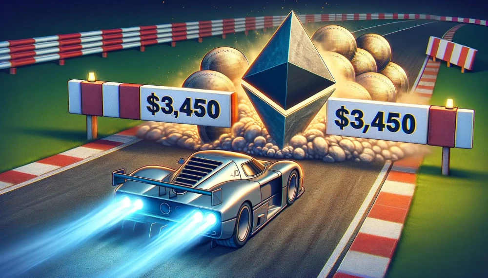 Цена Ethereum стабилизируется ниже уровня сопротивления в $3,450