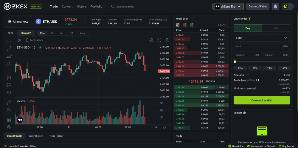 Интерфейс zkEX