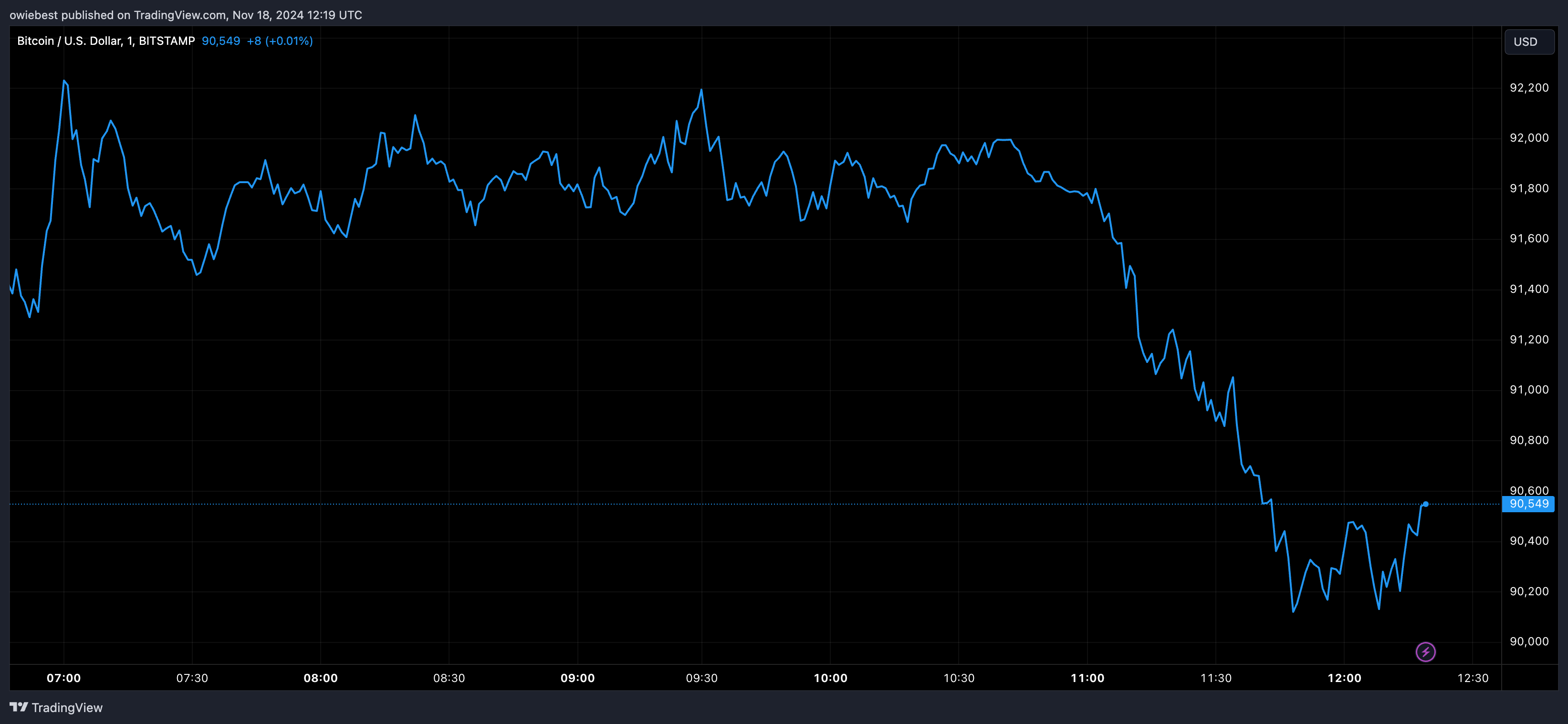 Bitcoin price chart from Tradingview.com