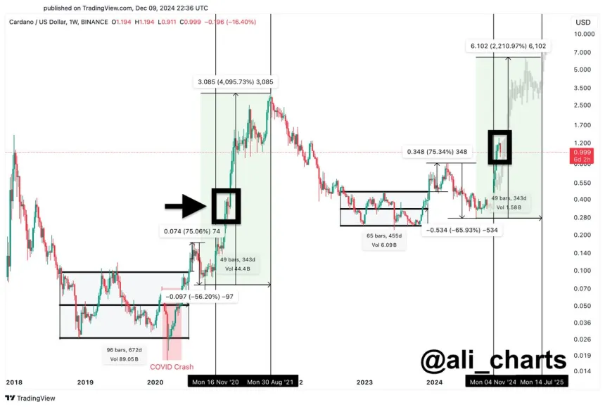 Cardano following 2020 bullish phase 