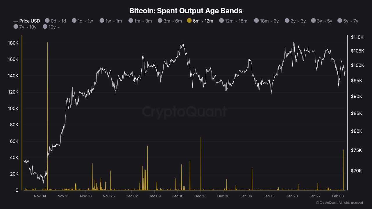 Bitcoin spent output age bands