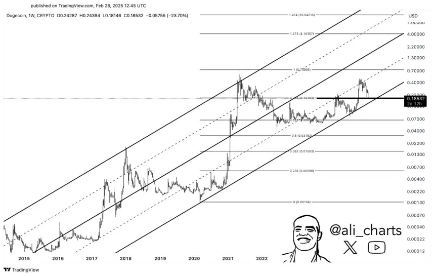 Dogecoin testing critical demand | Source: Ali Martinez on X