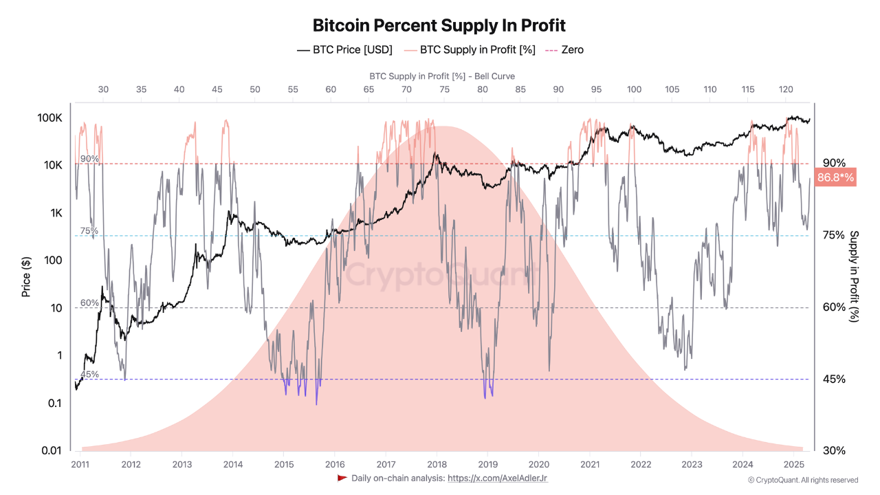 Bitcoin supply in profit