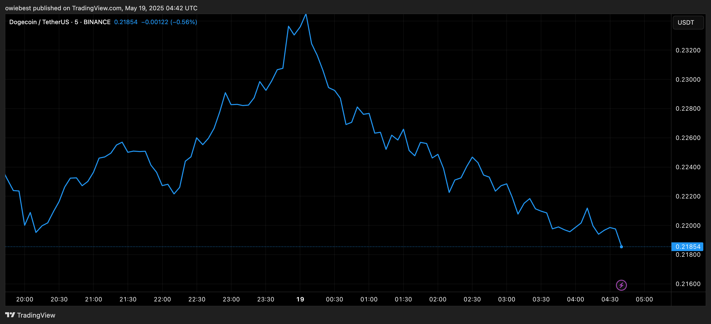 Dogecoin price chart from TradingView.com