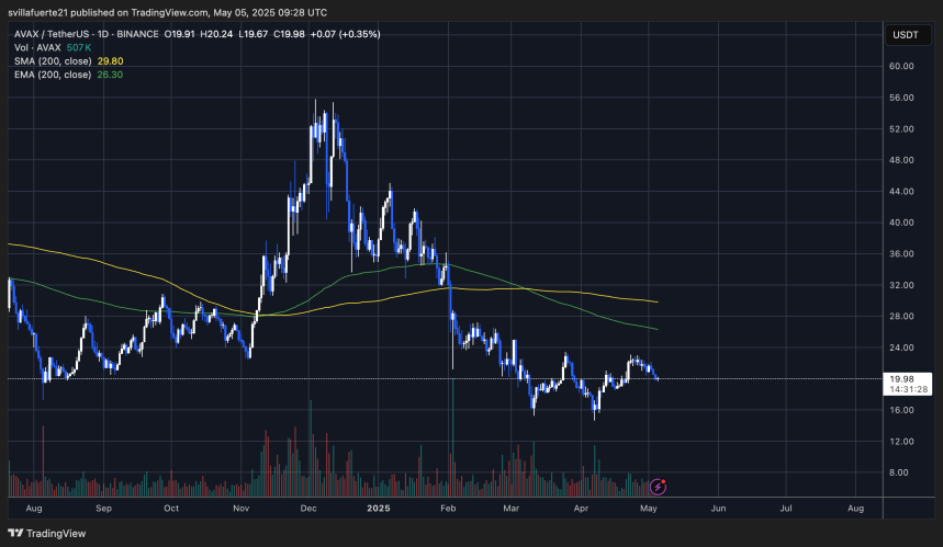 AVAX consolidating around $20 | Source: AVAXUSDT Chart on TradingView