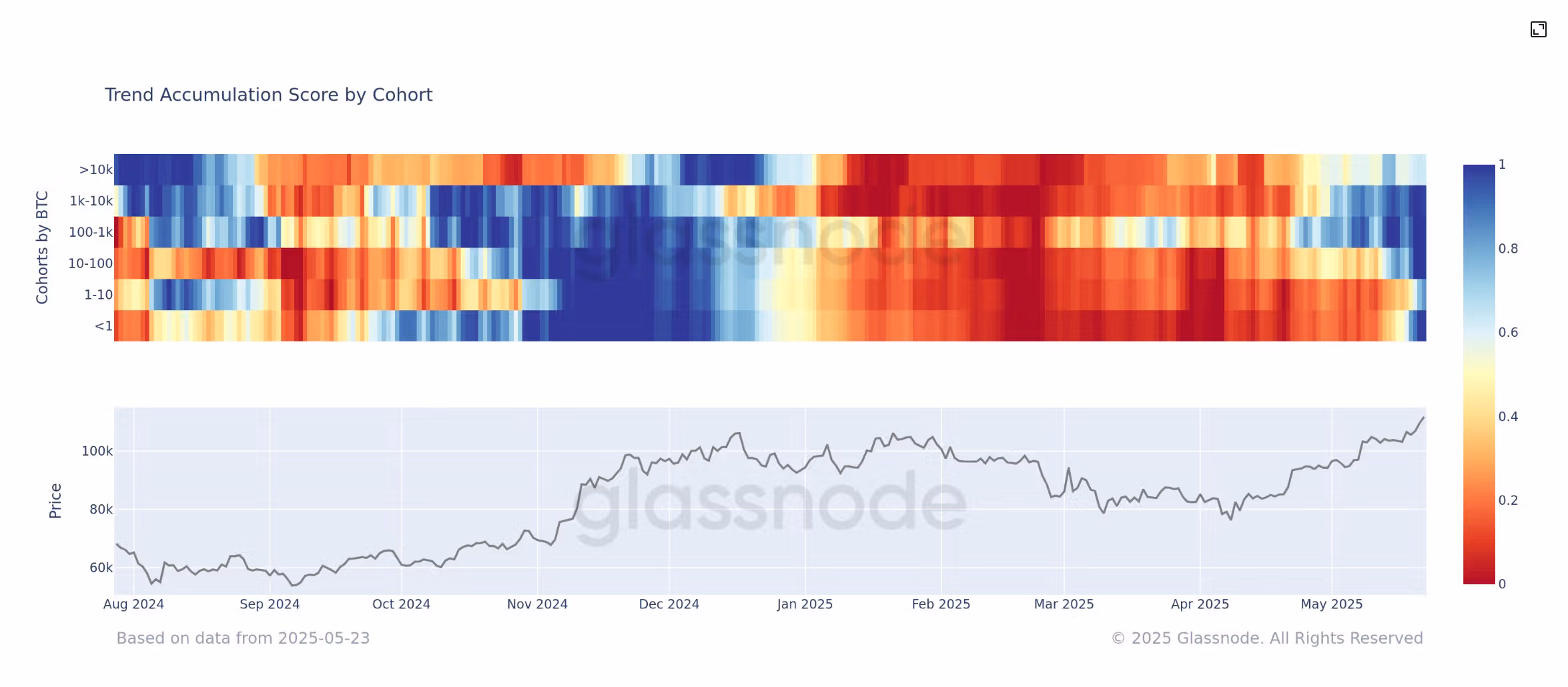 Trend Accumulation Score By Cohort (Glassnode)
