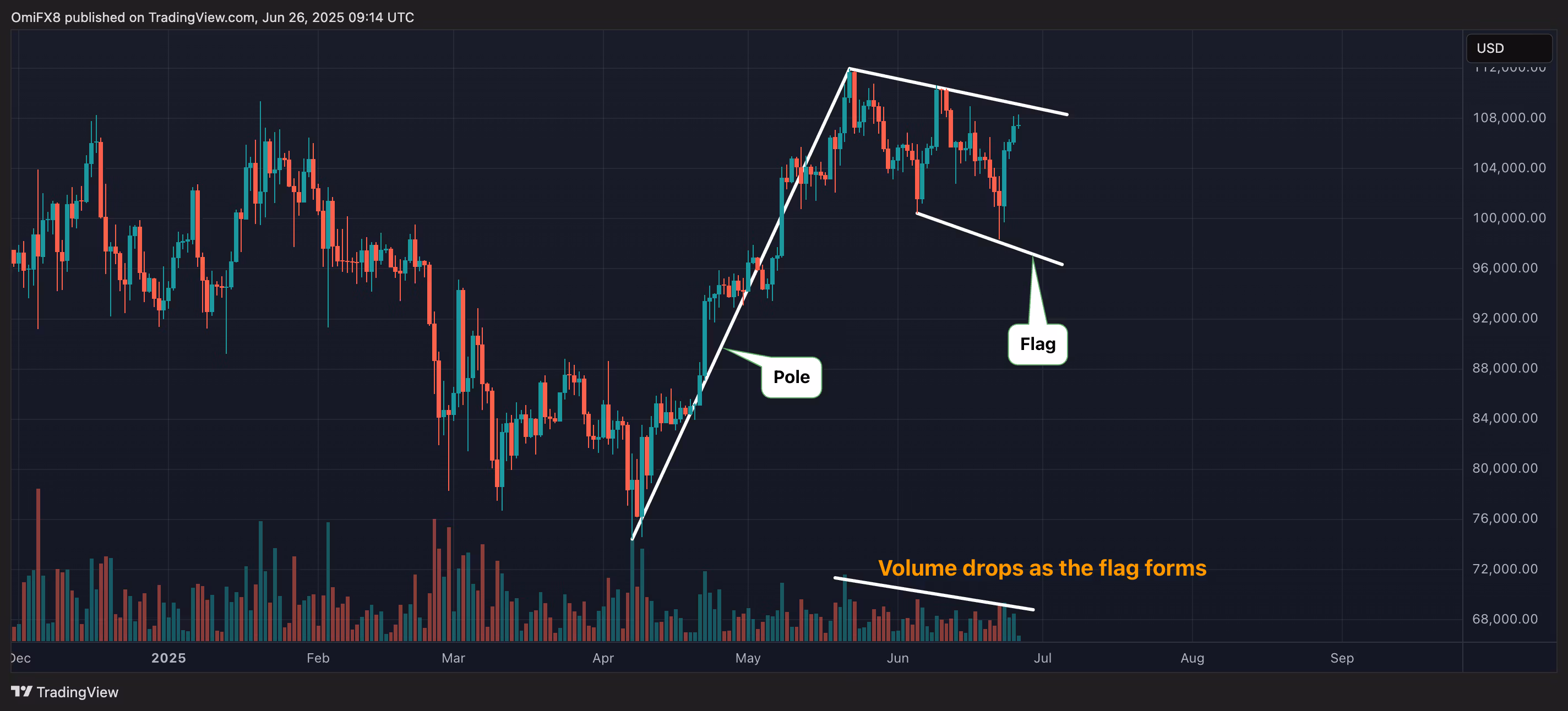 BTC's bull flag. (TradingView/CoinDesk)