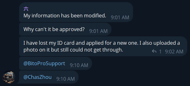 User claiming account details were altered.