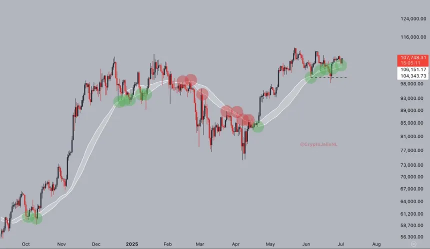 Bitcoin bounces from the 50-day MA/EMA cluster