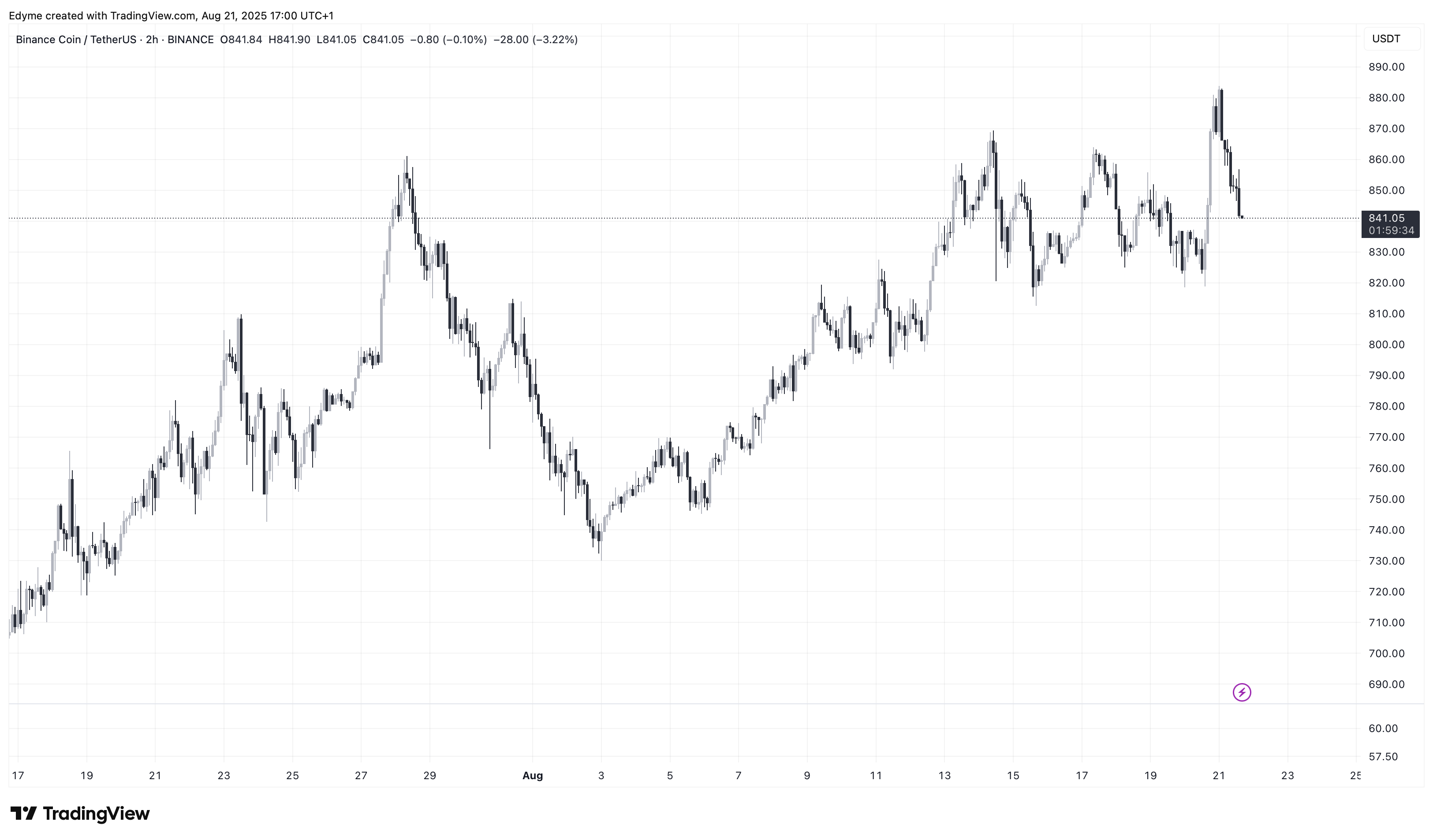 Binance Coin (BNB) price chart on TradingView