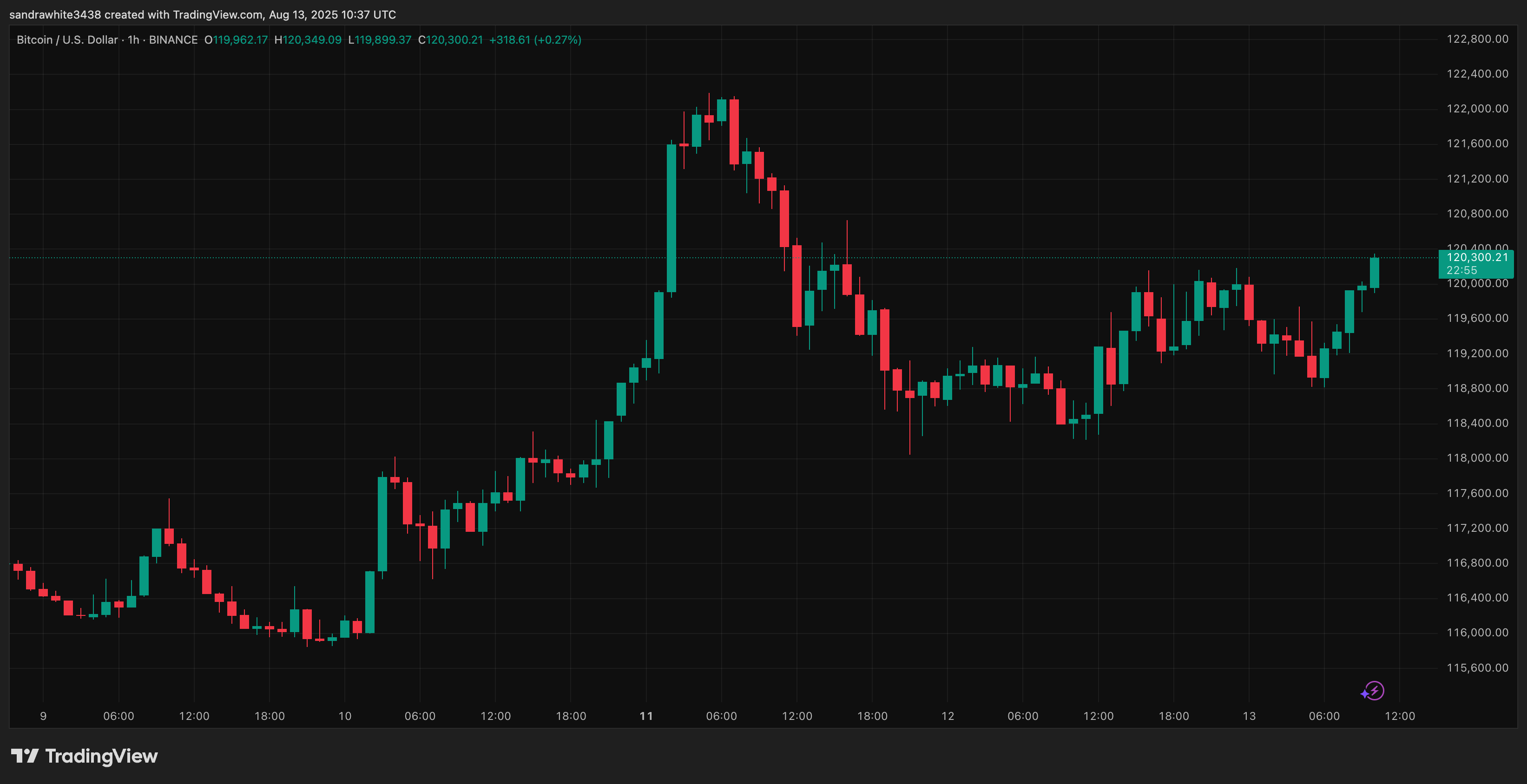 Bitcoin price chart from TradingView.com