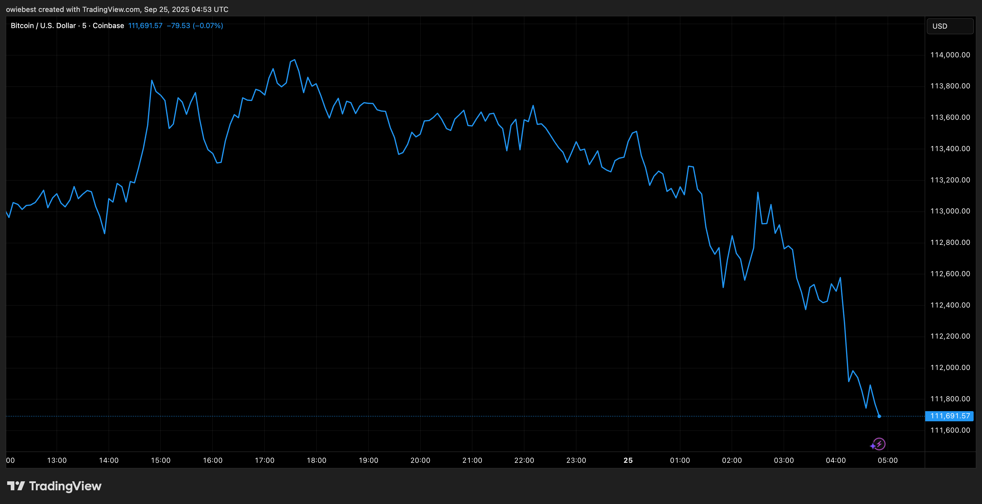 Bitcoin price chart from TradingView.com