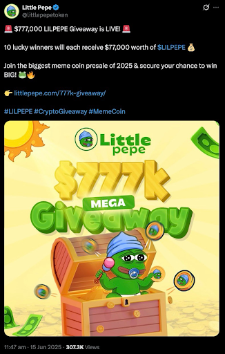 Announcement of the $777K $LILPEPE giveaway