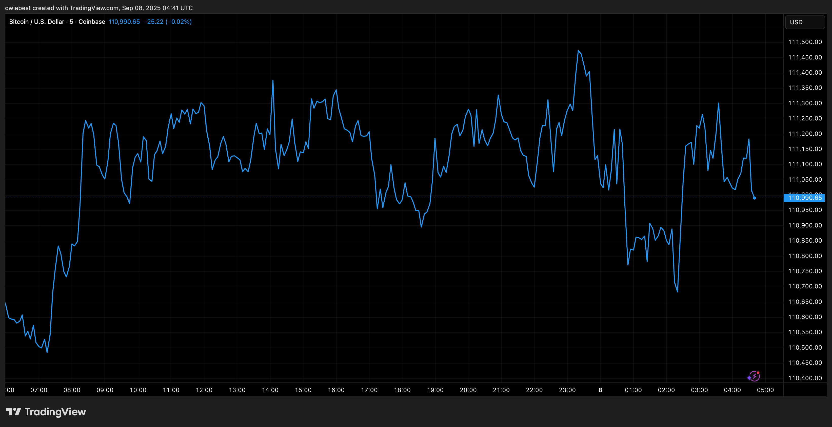 Bitcoin price chart from Tradingview.com
