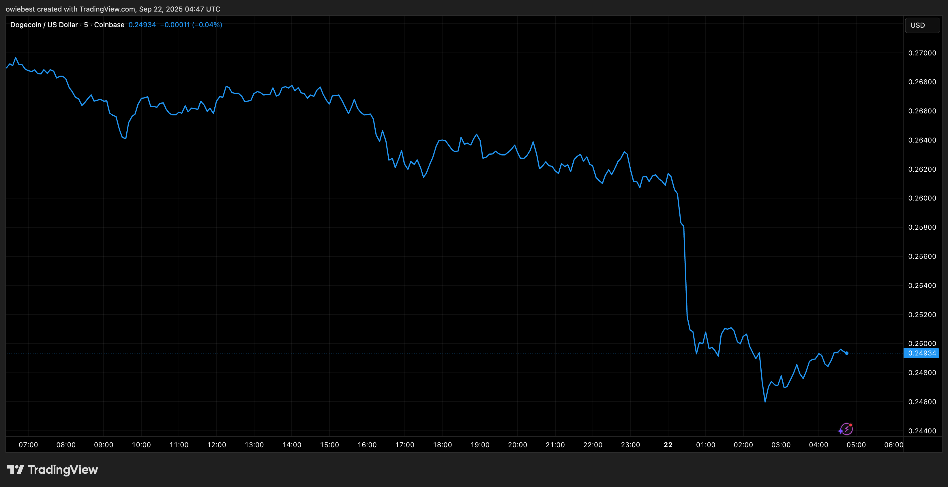 Dogecoin price chart from TradingView.com