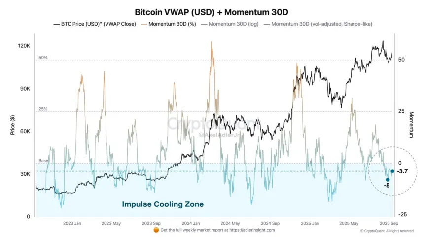 Bitcoin VWAP (USD) + Momentum 30D | Source: Axel Adler