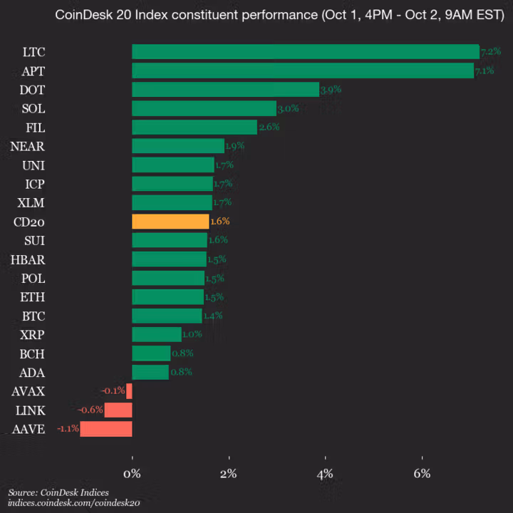 9am CoinDesk 20 Update for 2025-10-02: vertical chart