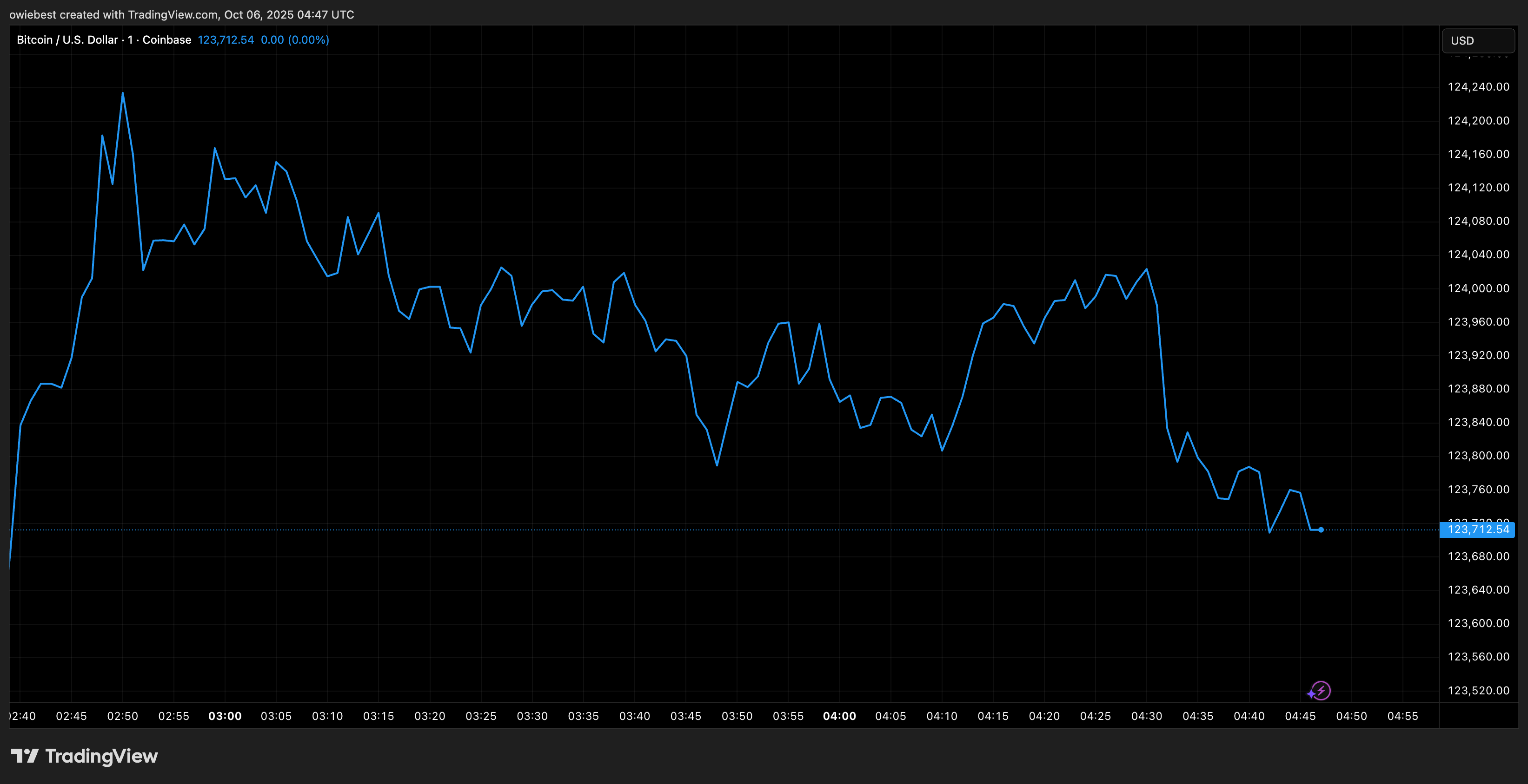 Bitcoin price chart from TradingView.com