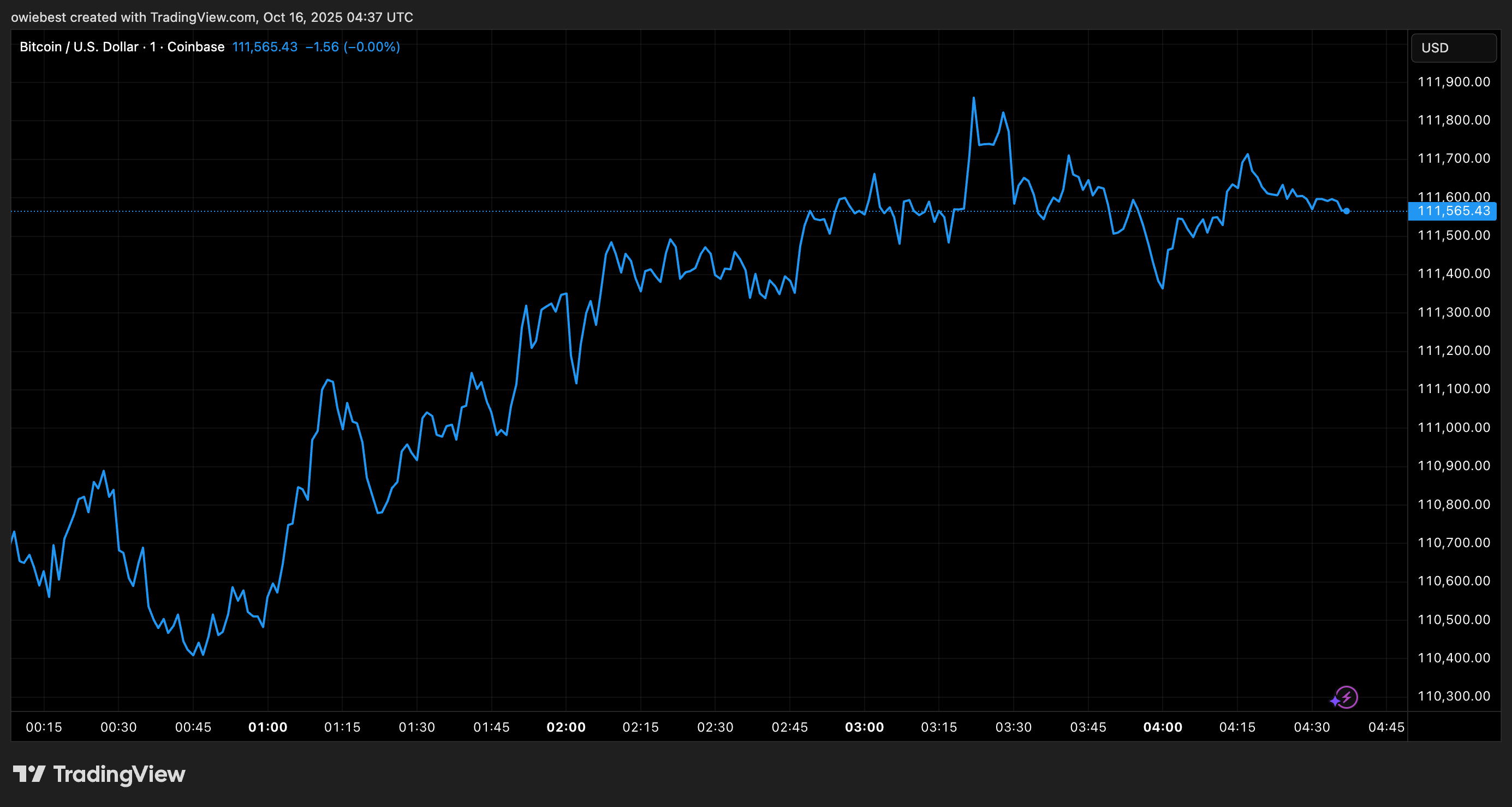 Bitcoin price chart from TradingView.com