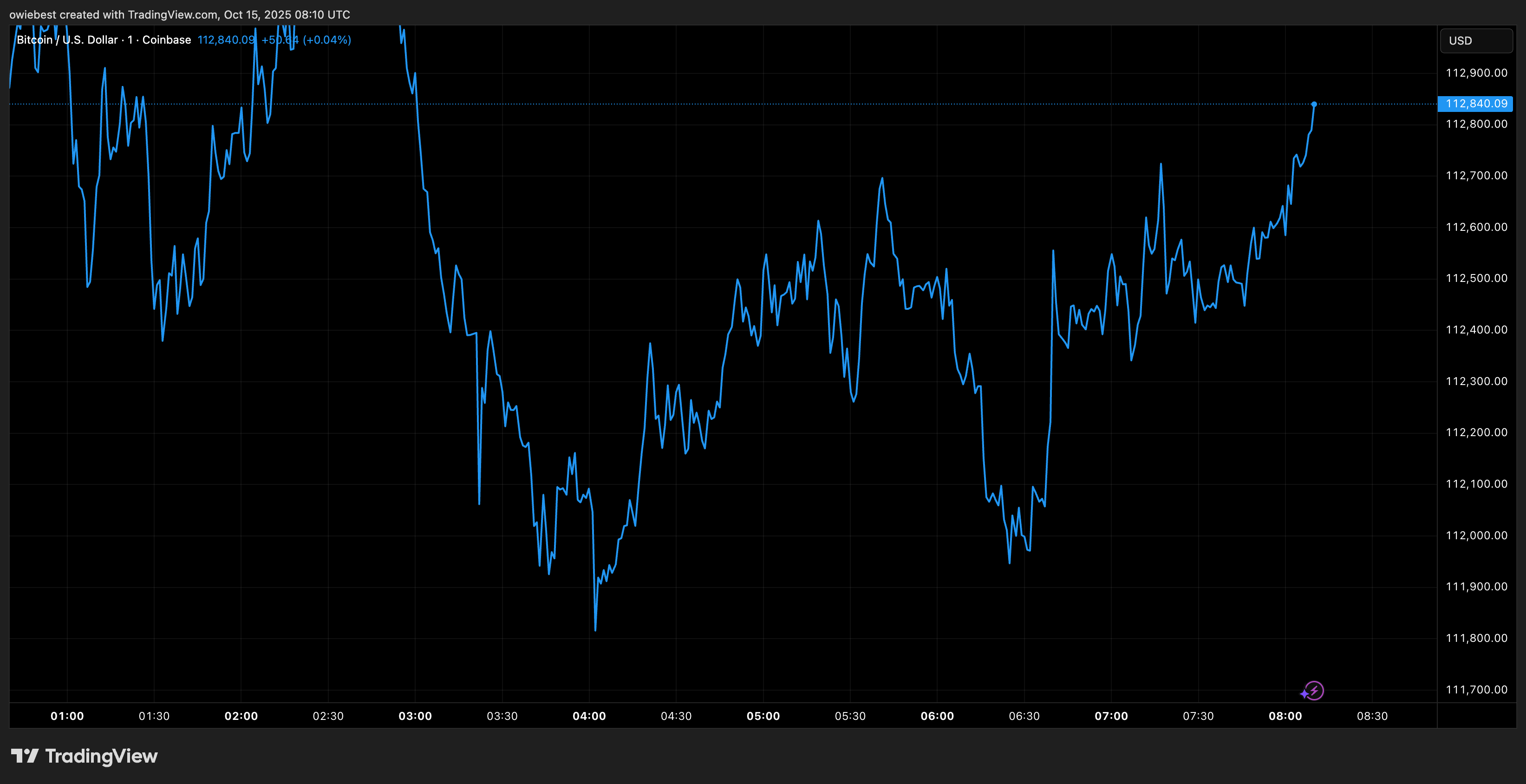 Bitcoin price chart from TradingView.com