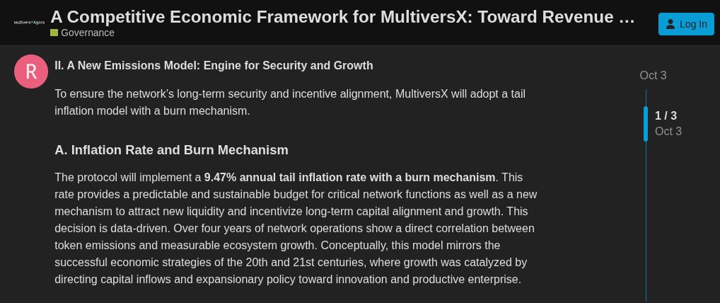Предложение по управлению экономикой MultiversX (EGLD) | Источник: MultiversX Agora