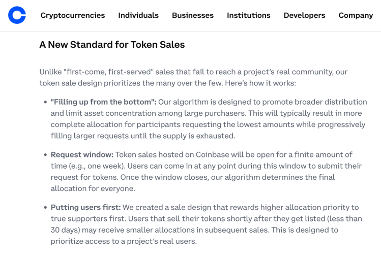 A New Standard for Token Sales by Coinbase.