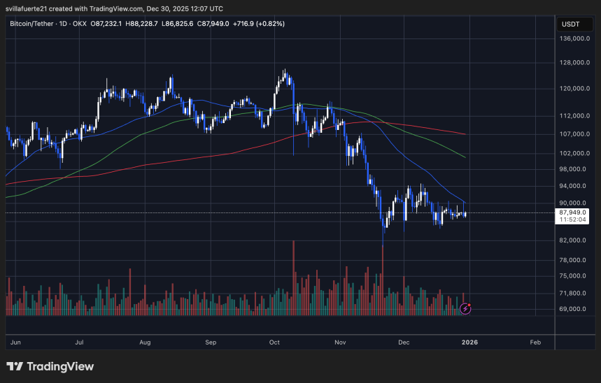 BTC consolidates below $90K | Source: BTCUSDT chart on TradingView