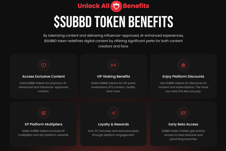 SUBBD Token benefits explained.