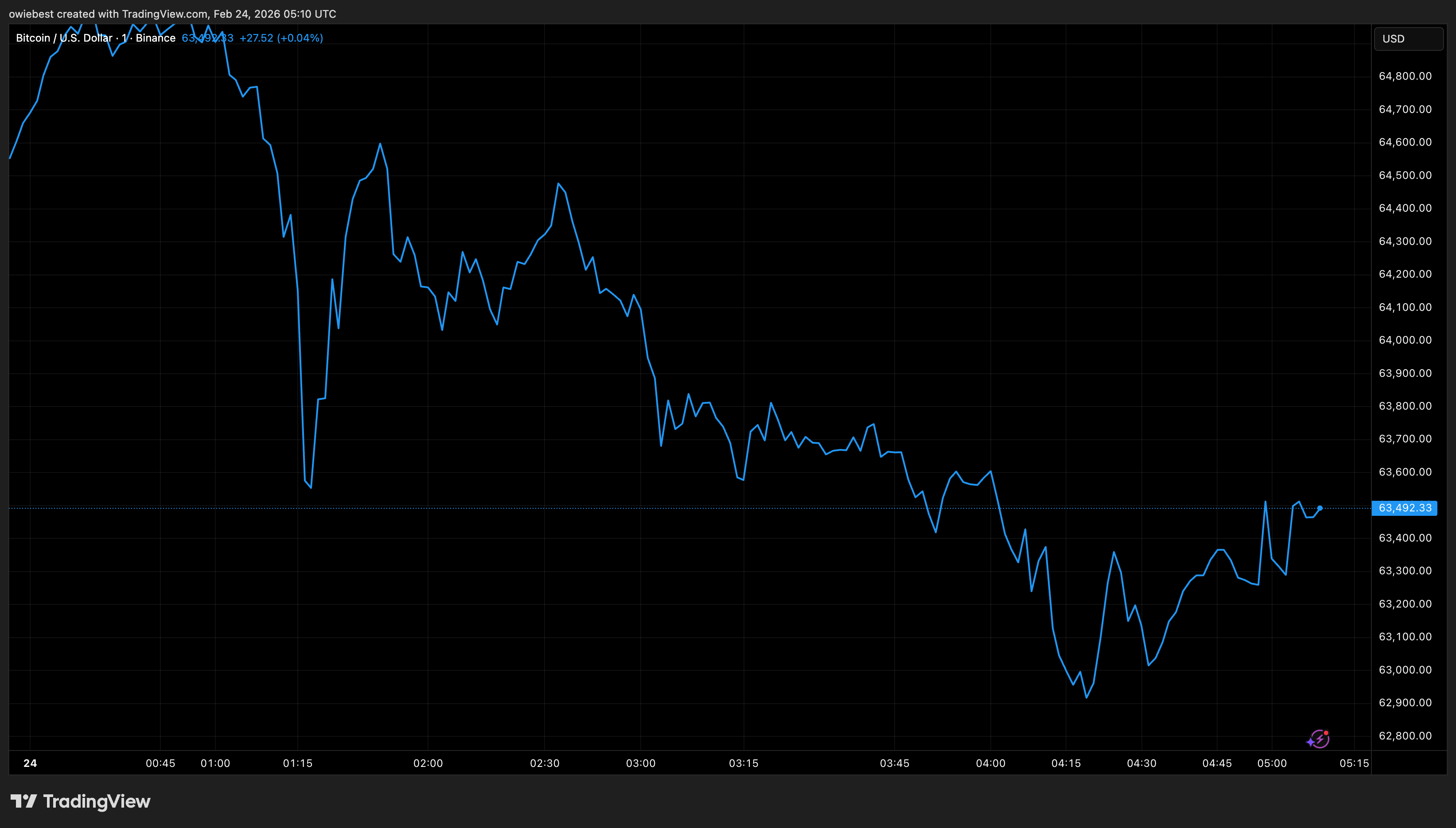 График цен на Bitcoin с Tradingview.com