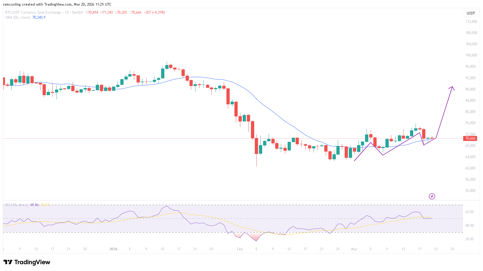 BTCUSDT chart, Mar 20, 2026