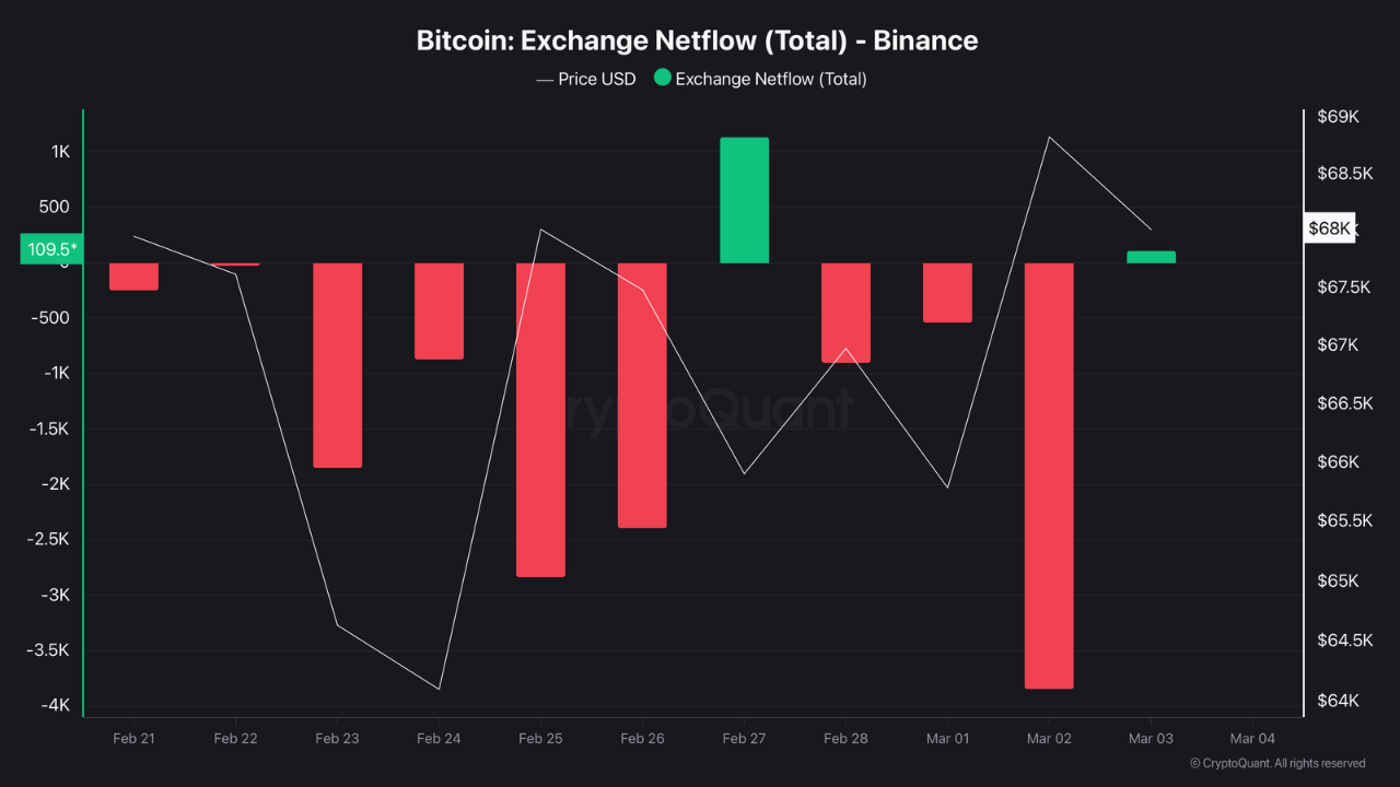 Bitcoin Exchange Netflow on Binance