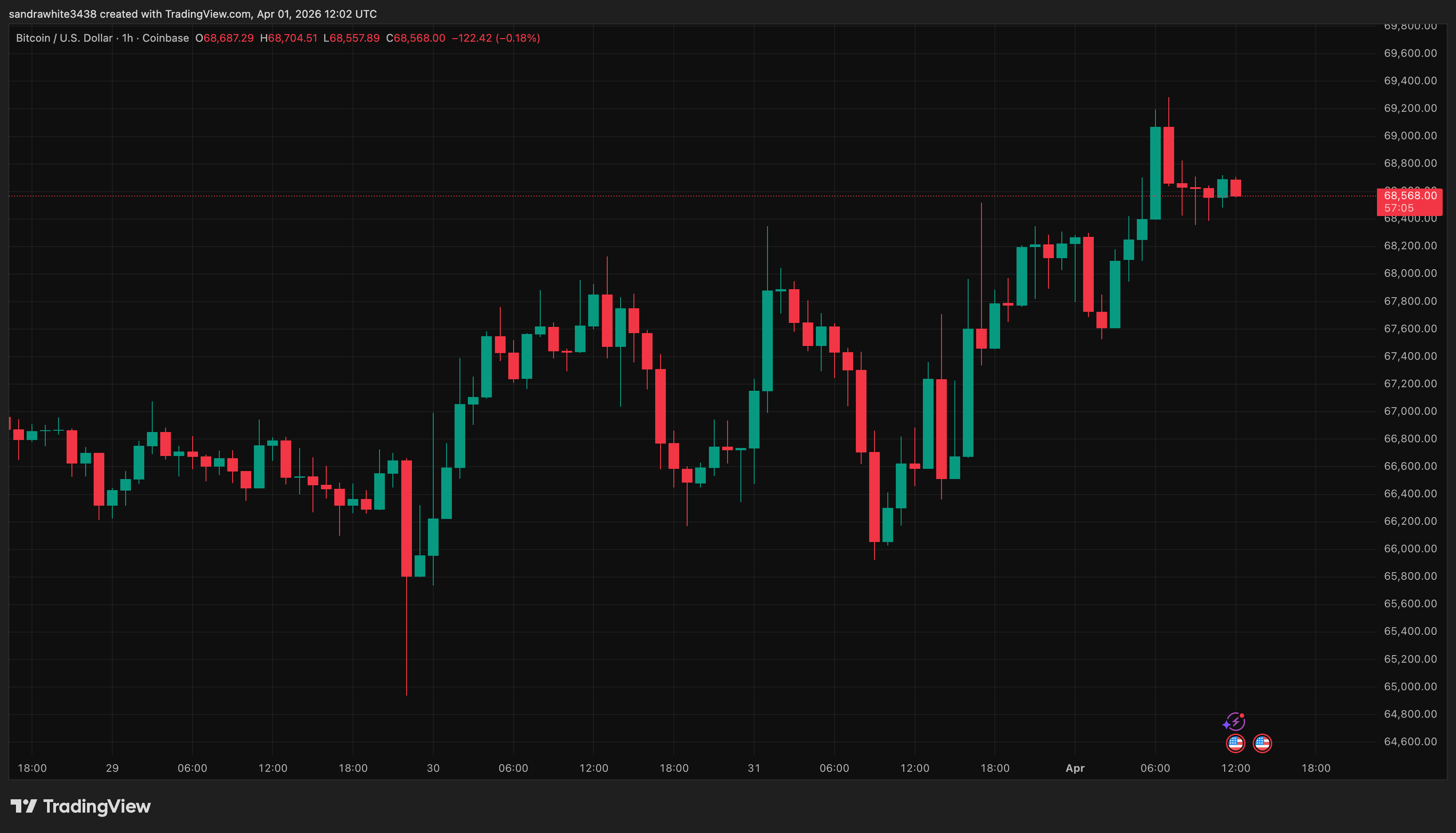 Bitcoin price chart from TradingView