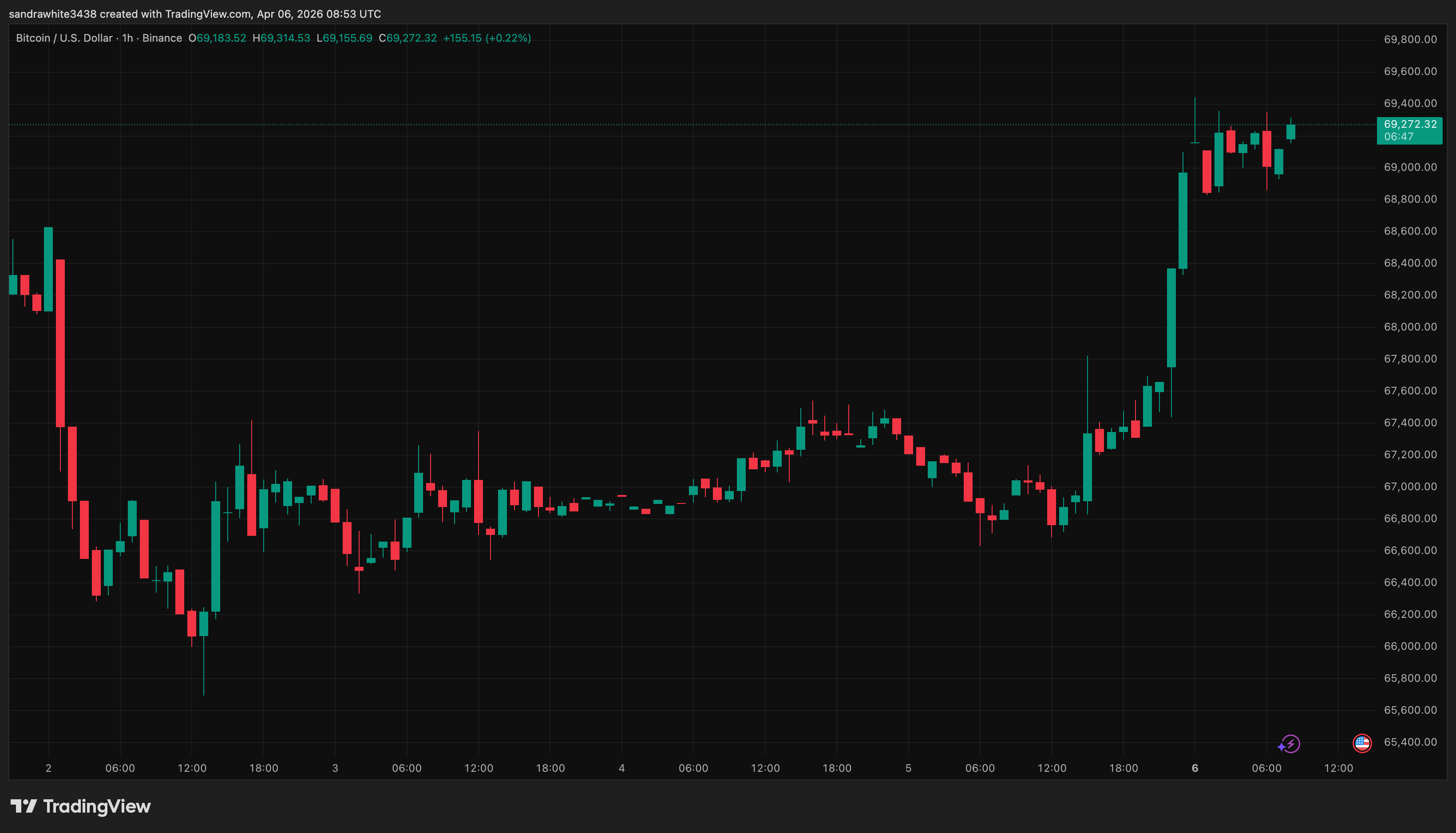 Bitcoin price chart from TradingView
