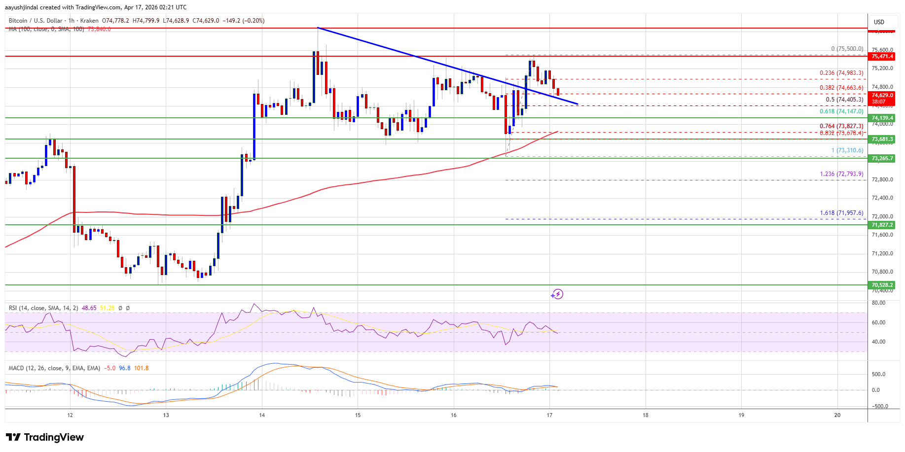 Bitcoin hourly chart