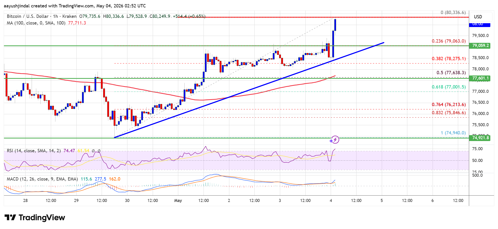 Bitcoin price hourly chart