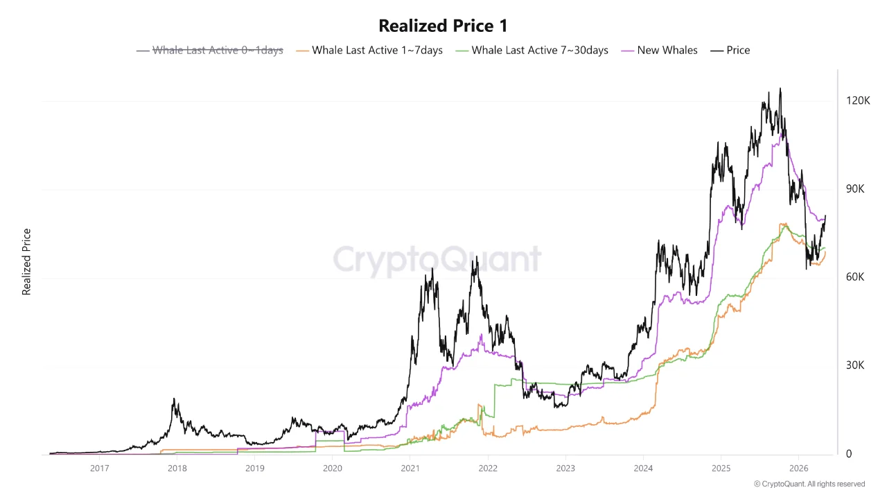 Реализованные цены китов, поддержка $66k–$70,6k | Источник: CryptoQuant