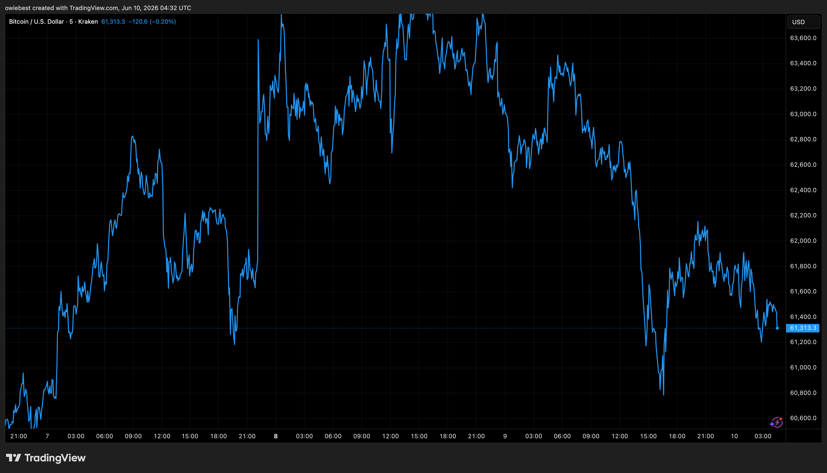 Bitcoin price chart from TradingView