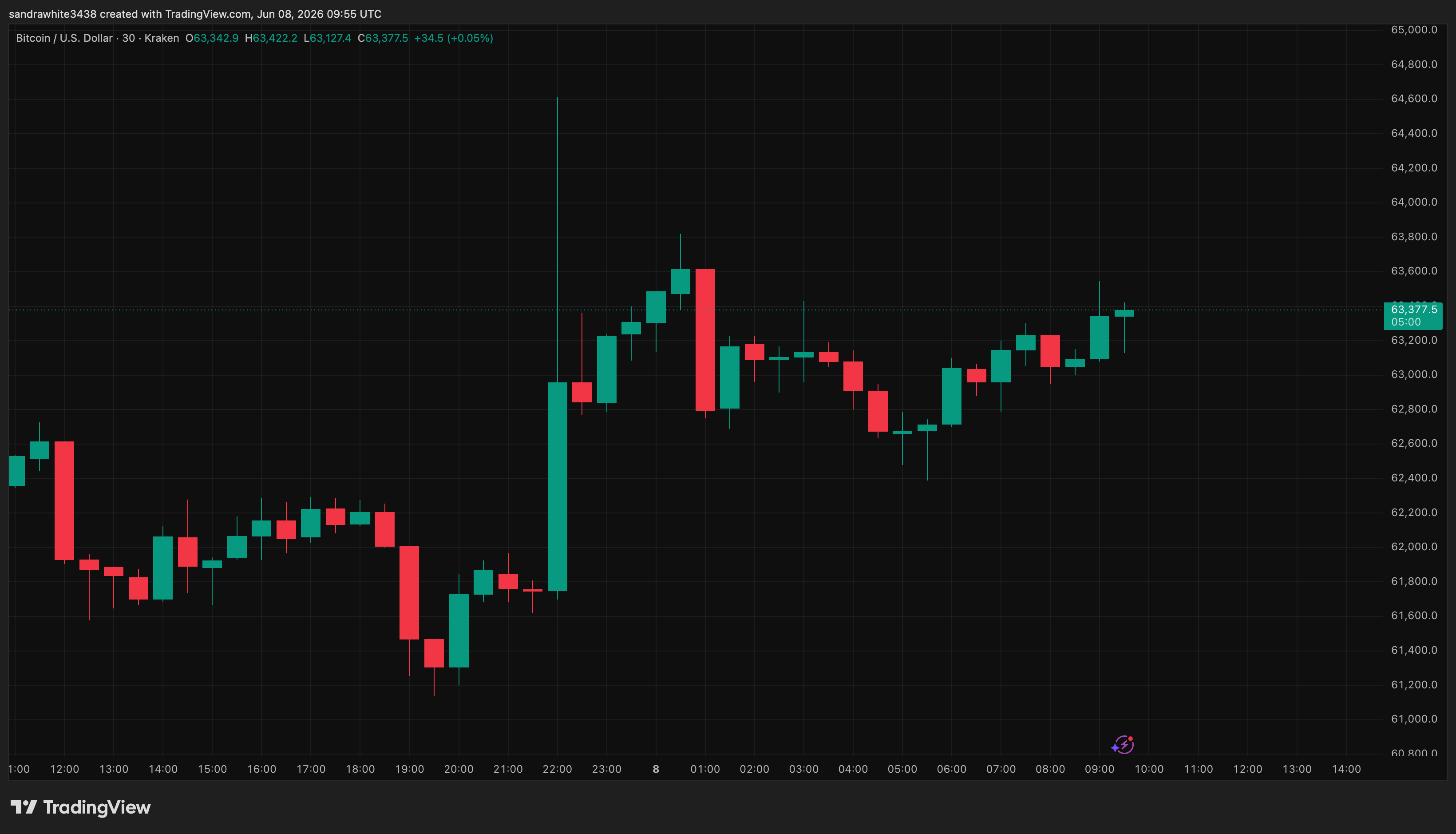 Bitcoin price chart from TradingView