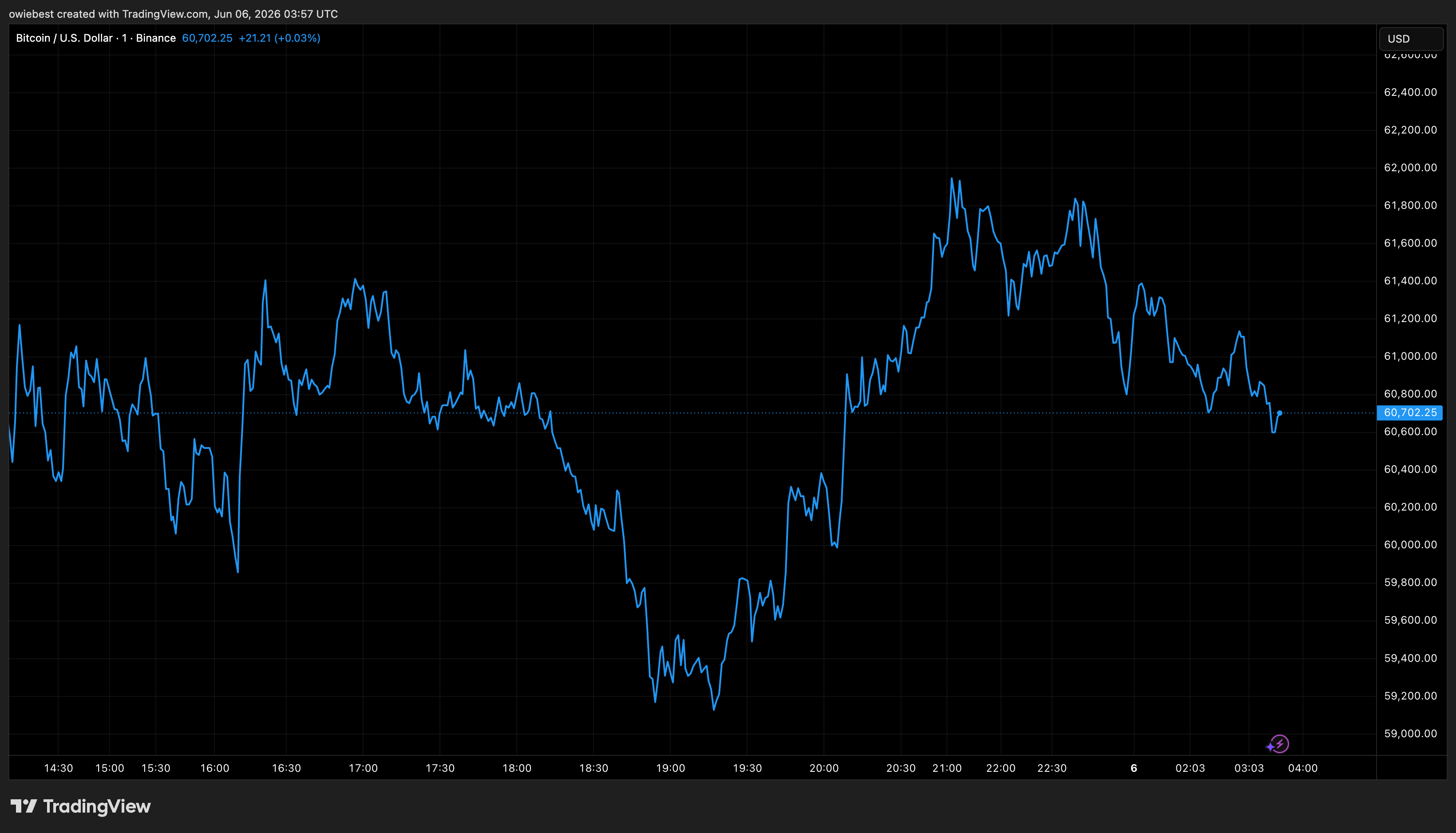 Bitcoin price chart from TradingView