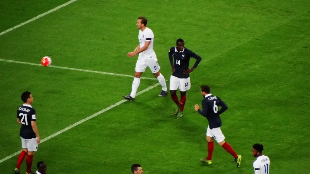 Harry Kane in an England kit during a football match against France.