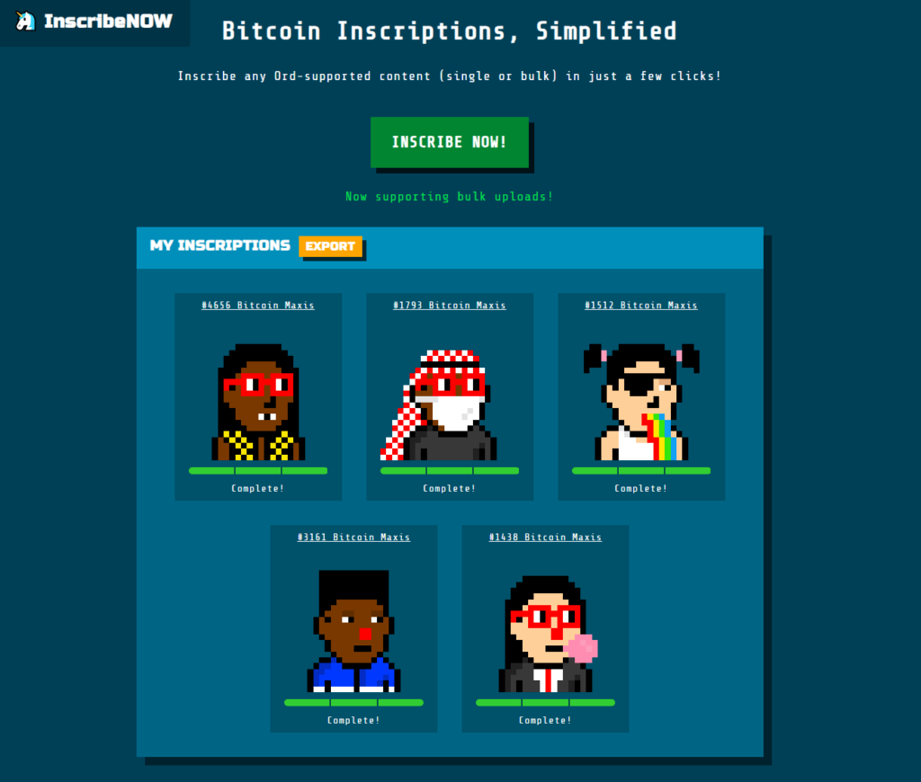 Минт Bitcoin Maxis на InscribeNOW